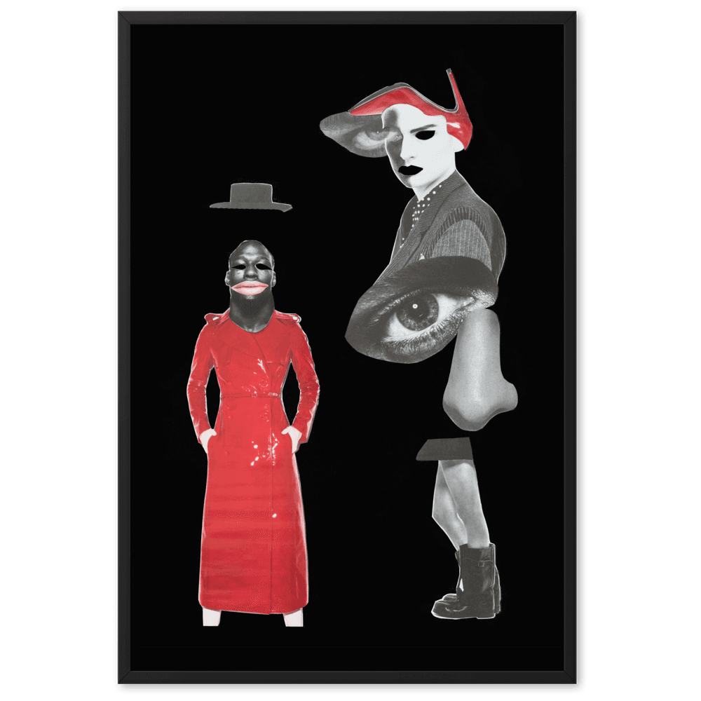 Red, framed collage by Ulla Leigh
